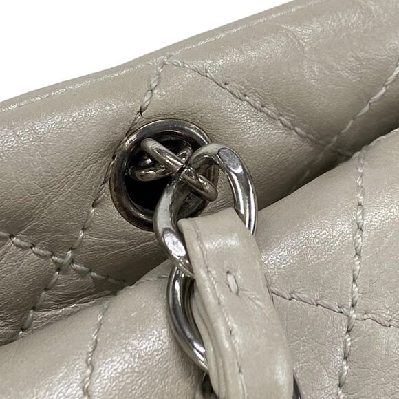 Auth CHANEL Cambon Line Bowling Bag Light gray Leather Shoulder Bag - Picture 9 of 16